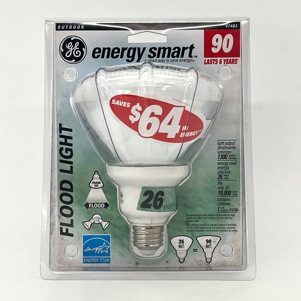 GE Energy Smart Star 26 Watt 90 PAR38 Outdoor Flood Light Bulb Exterior New